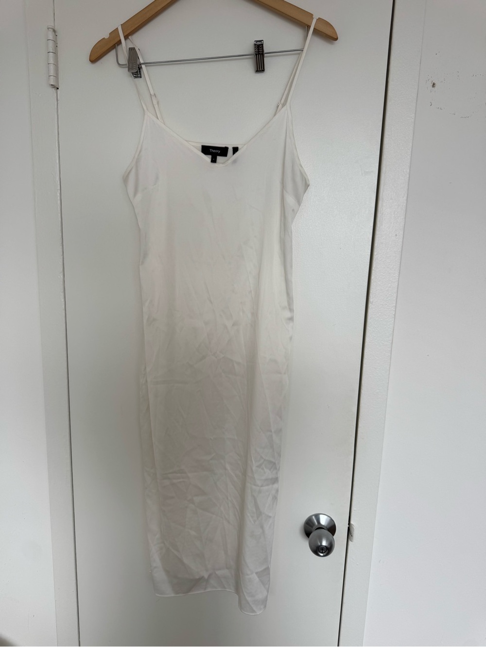 Theory Cream V-Neck Slip dress